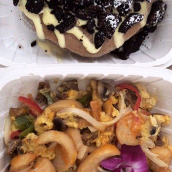 Guieb Cafe - oreo pancakes and breakfast scramble with italian sausage - New American Near Me - Honolulu, Hawaii Guieb Cafe - oreo pancakes and breakfast scramble with italian sausage - New American Near Me - Honolulu, Hawaii