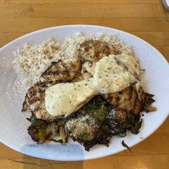 California Fish Grill - Fish plate w/ Brussels sprouts - Seafood Near Me - Redlands, California California Fish Grill - Fish plate w/ Brussels sprouts - Seafood Near Me - Redlands, California