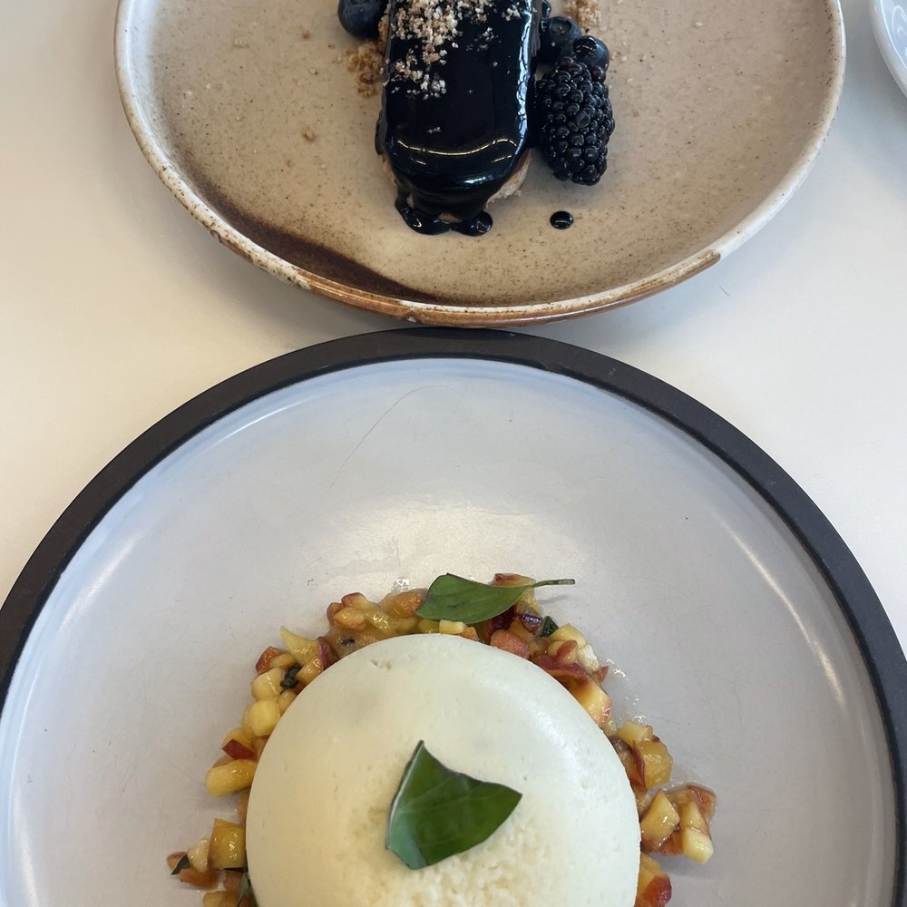 Clay Restaurant - Yuzu lemon tart (bottom) Hazelnut cake (top - Canadian (New) Near Me - Toronto, Ontario