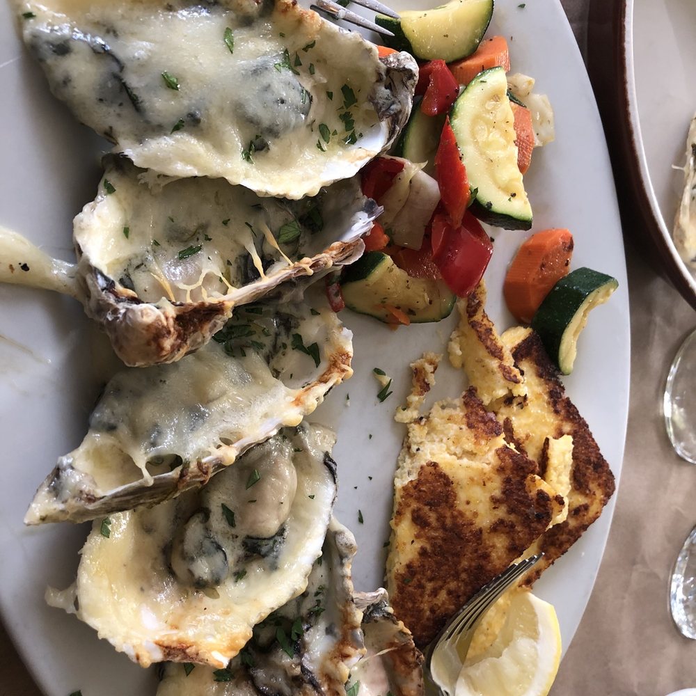 Eureka Sea Grill - Oysters Rockefeller with polenta and vegetables - Seafood Near Me - Eureka, California