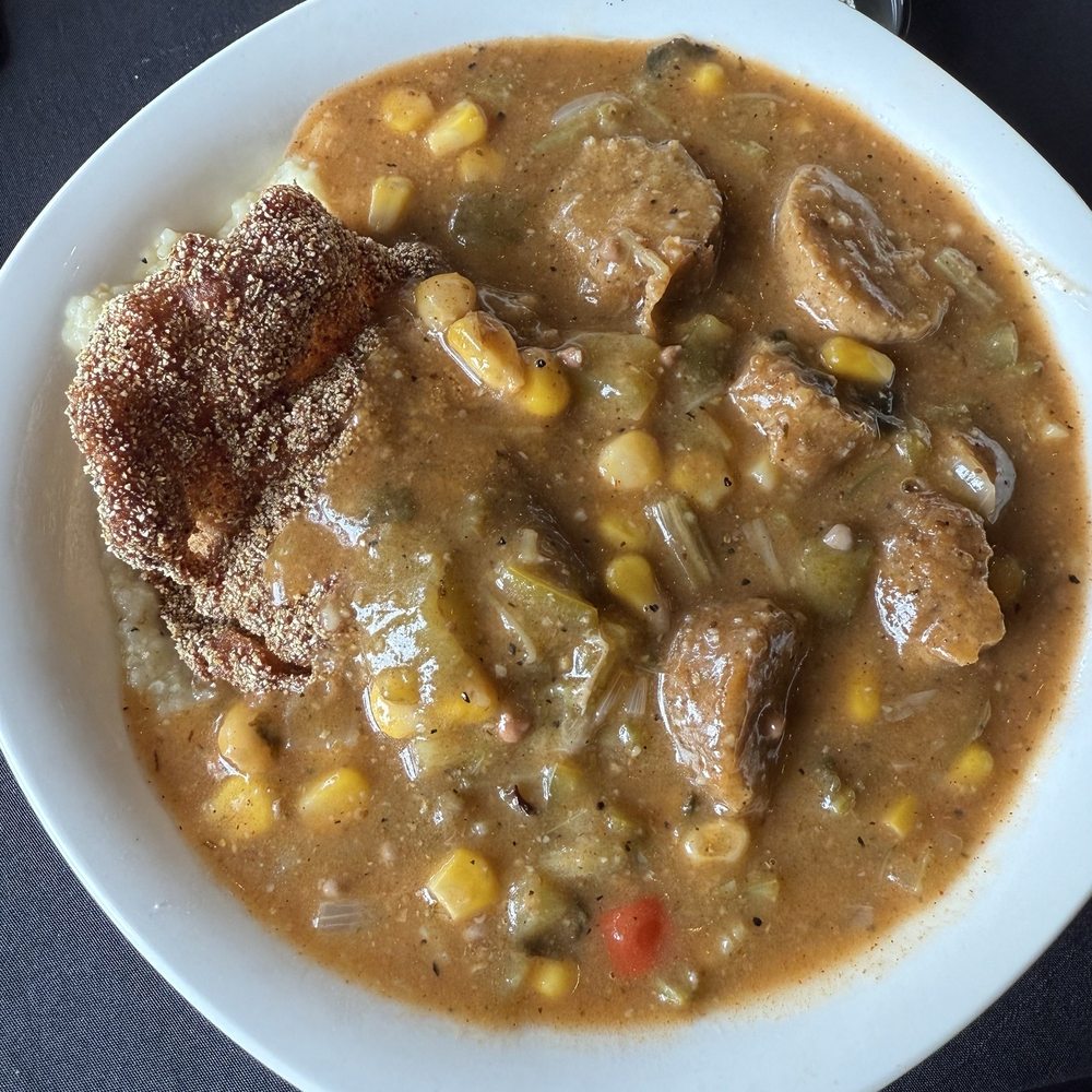 Souley Vegan - Gumbo & Grits (with southern fried tofu) - Vegan Near Me - Oakland, California Souley Vegan - Gumbo & Grits (with southern fried tofu) - Vegan Near Me - Oakland, California