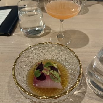 Bresca - Yellowtail crudo - cucumber, smoked soy vinaigrette, shiso - New American Near Me - Washington, DC, District of Columbia