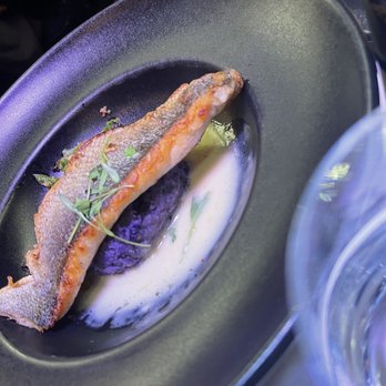 BLK SWAN - Branzino on purple mashed potatoes - New American Near Me - Baltimore, Maryland