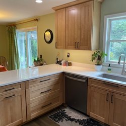 Waypoint 650F Maple Rye cabinets. Quartz Countertop color Elgin.  Coretec Floor Ansley Walnut.