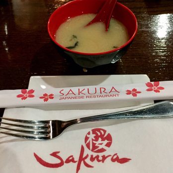 Sakura Sushi & Grill - Soup with Sakura imprint - Japanese Near Me - Lynn Haven, Florida Sakura Sushi & Grill - Soup with Sakura imprint - Japanese Near Me - Lynn Haven, Florida