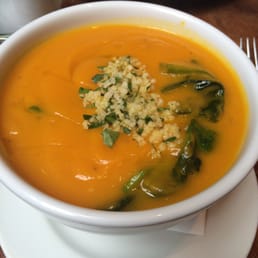 Squash soup with couscous and spinach- delicious! Squash soup with couscous and spinach- delicious!