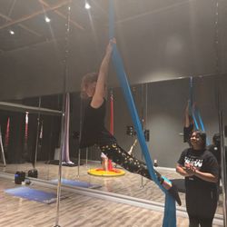 Black Velvet Pole Fitness Studio - Aerial silk class.