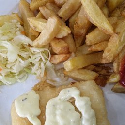Halibut and chips Halibut and chips