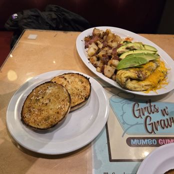 Grits N' Gravy - Omelet and side of English muffin. - Southern Near Me - Portland, Oregon Grits N' Gravy - Omelet and side of English muffin. - Southern Near Me - Portland, Oregon