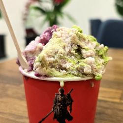 Bella Gelateria - Strawberry Matcha + Organic Almond with Dark Cherry