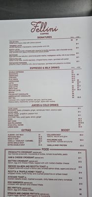 Menu photo 2 Fellini Coffee - Chelsea New York, NY Menu photo 2 Fellini Coffee - Chelsea New York, NY