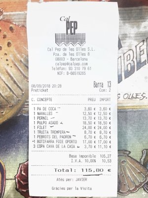 Menu photo 3 Cal Pep Barcelona, B