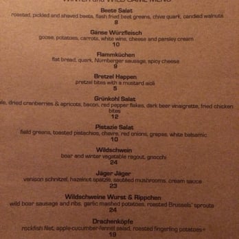 Cafe Berlin - Winter and wild game menu - German Near Me - Washington, DC, District of Columbia