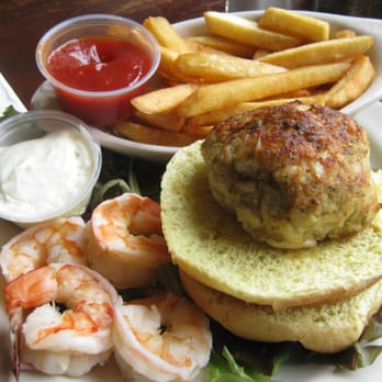 Castlebay Irish Pub - Seasonal crab cake with shrimp and fries. Really good! - Irish Pub Near Me - Annapolis, Maryland Castlebay Irish Pub - Seasonal crab cake with shrimp and fries. Really good! - Irish Pub Near Me - Annapolis, Maryland