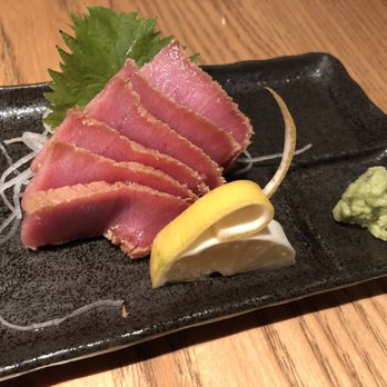 Sushi Kashiba - Chutoro zuke sashimi appetizer. Freshly grated wasabi. - Japanese Near Me - Seattle, Washington