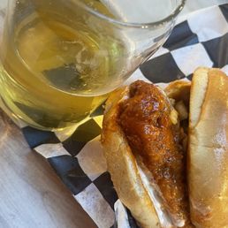 Buffalo chicken sandwich & Lagerado (O'Dells) Buffalo chicken sandwich & Lagerado (O'Dells)