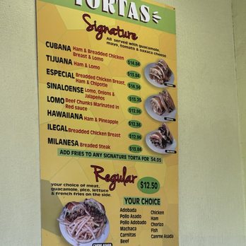 Sarai's Taco Shop - This is their extensive tortas list. They are very well-known and received words for their tortas. - Mexican Near Me - Chula Vista, California
