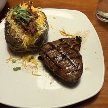 Sagebrush Steakhouse & Catering - 6oz filet and loaded baked potato- the potato was outstanding! - Steakhouses Near Me - Dunn, North Carolina Sagebrush Steakhouse & Catering - 6oz filet and loaded baked potato- the potato was outstanding! - Steakhouses Near Me - Dunn, North Carolina