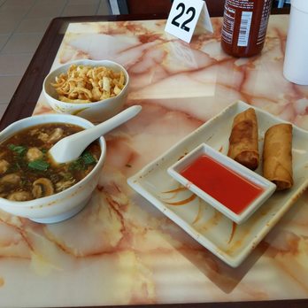 Wok & Grill - Starting with veggie spring rolls and hot & sour soup. - Chinese Near Me - Topeka, Kansas
