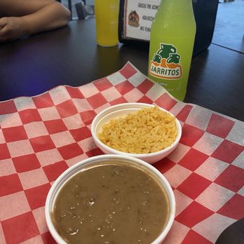Mr Pollo Mexican Grill - Side of rice and beans and a bottled Mexican soda. - Mexican Near Me - Lakeland, Florida