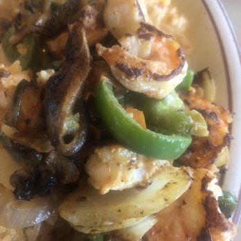Pancho Villas - Over cooked shrimp and veggies awaiting new rice.. as you can see the difference - Mexican Near Me - Salisbury, North Carolina