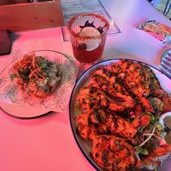 El Chin Chin - Camarones zarandeados, tuna & shrimp tostada, & jamaica cocktail