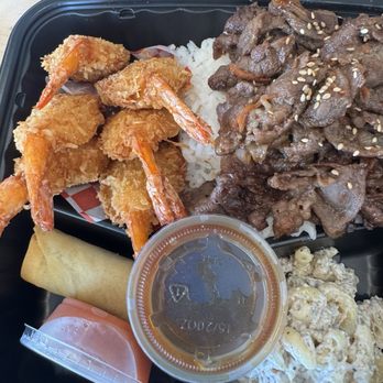 Aloha Chicken And Shrimp - Surf & Turf Combo Plate Coconut Shrimp & Bulgogi Beef - Hawaiian Near Me - Richardson, Texas Aloha Chicken And Shrimp - Surf & Turf Combo Plate Coconut Shrimp & Bulgogi Beef - Hawaiian Near Me - Richardson, Texas