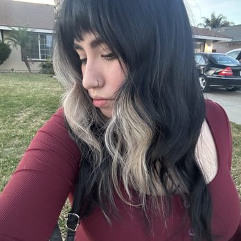 Salon Divina - block color panel full base color layered haircut - Hair Salons Near Me - Chino, California Salon Divina - block color panel full base color layered haircut - Hair Salons Near Me - Chino, California