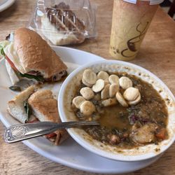 Exchange Street Cafe - Kale soup and half a veggie with coffee