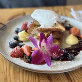 Lazy Dough - 8/10: croissant French toast. If you like coconut & fresh fruit you'll like this. It's not the traditional French toast cooked in eggs. - Breakfast & Brunch Near Me - Long Beach, California
