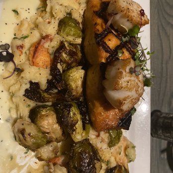 Circe Restaurant & Bar - Salmon lobster mashed potatoes brussels sprouts and Scallops - New American Near Me - Providence, Rhode Island Circe Restaurant & Bar - Salmon lobster mashed potatoes brussels sprouts and Scallops - New American Near Me - Providence, Rhode Island
