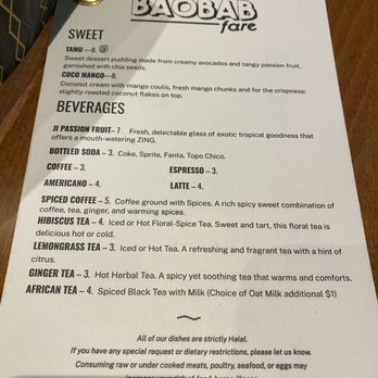 Baobab Fare - Menu - Coffee & Tea Near Me - Detroit, Michigan