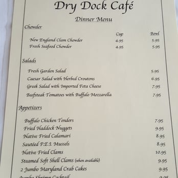 Drydock Cafe - Dinner menu back - Seafood Near Me - Boston, Massachusetts Drydock Cafe - Dinner menu back - Seafood Near Me - Boston, Massachusetts