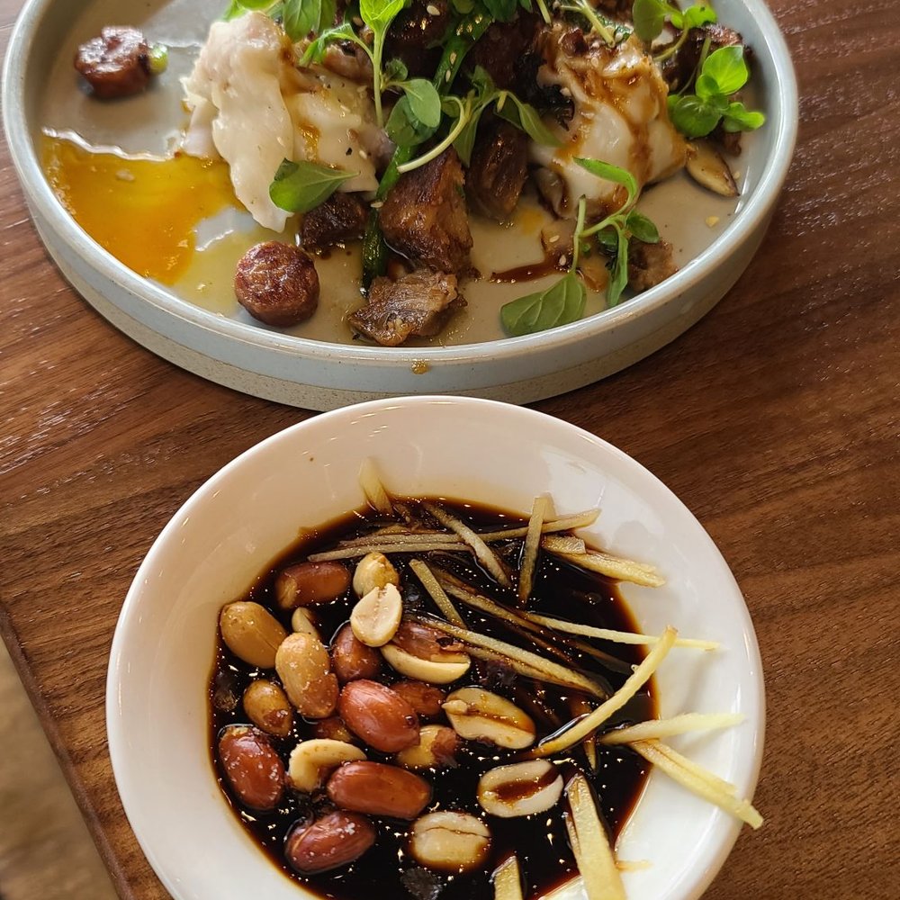 Little Sister - Pork, Shrimp, & Crab Dumplings with Peanuts & Black Vin 07-30-2021 - Vietnamese Near Me - El Segundo, California Little Sister - Pork, Shrimp, & Crab Dumplings with Peanuts & Black Vin 07-30-2021 - Vietnamese Near Me - El Segundo, California