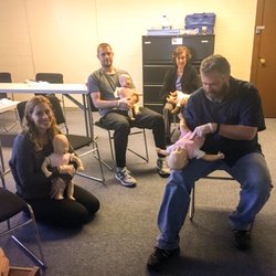 American Red Cross - Adult and Pediatric CPR and First Aid Training. I'm trained and certified, y'all! Nice classmates.