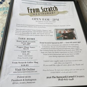 From Scratch Restaurant - from scratch menu - Breakfast & Brunch Near Me - Carmel, California