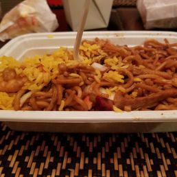 House lo mein combo with pork fried rice.
