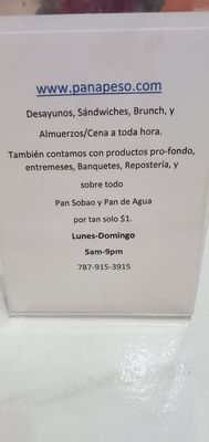 Menu photo 3 Pan A Peso Vega Alta, PR Menu photo 3 Pan A Peso Vega Alta, PR