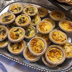 No Worries Catering - Mini quiche, we have large quiche in our grab and go every day