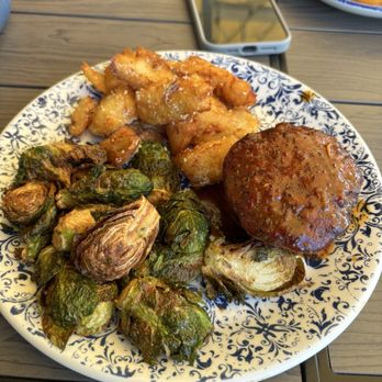 Tupelo Honey Southern Kitchen & Bar - Bourbon Peppercorn Glazed Meatloaf Crispy Brussels Rosemary & Parmesan Crispy Potatoes - Comfort Food Near Me - Gainesville, Georgia Tupelo Honey Southern Kitchen & Bar - Bourbon Peppercorn Glazed Meatloaf Crispy Brussels Rosemary & Parmesan Crispy Potatoes - Comfort Food Near Me - Gainesville, Georgia