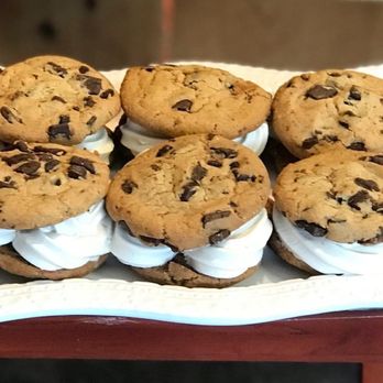 Vermont Maple Market - a tray of chocolate chip cookies with marshmallow cream filling - Desserts Near Me - Middlebury, Vermont Vermont Maple Market - a tray of chocolate chip cookies with marshmallow cream filling - Desserts Near Me - Middlebury, Vermont