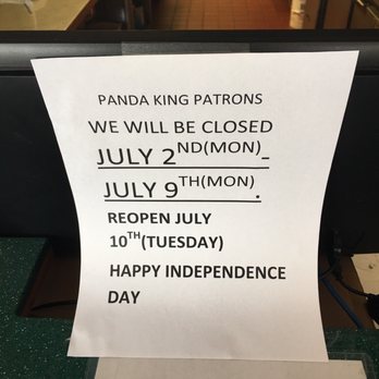 Panda King - a sign stating that the restaurant is closed - Chinese Near Me - Wake Forest, North Carolina