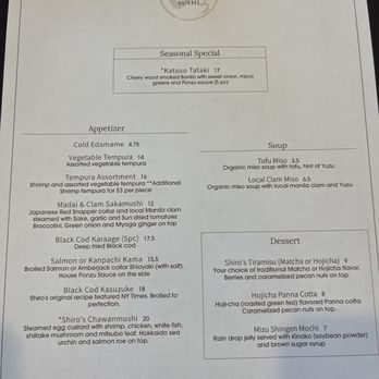 Shiro's - Menu - Sushi Bars Near Me - Seattle, Washington
