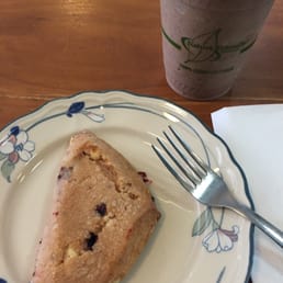 Scone and a frappe. Raspberry and white chocolate I believe. Java chip frappe!
