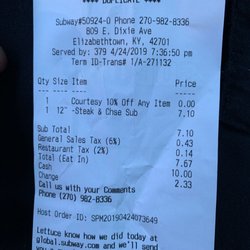 Subway - 10% off