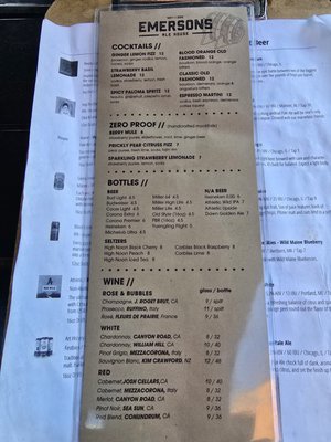 Menu photo 4 Emerson's Ale House Mount Prospect, IL