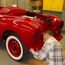 K & T Vintage Sports Cars - 1953 Sunbeam Alpine Mark I came in for body work and paint. The owner took it home to complete the restoration.