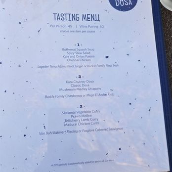 Paper Dosa - Tasting menu Oct 2025 - Indian Near Me - Santa Fe, New Mexico