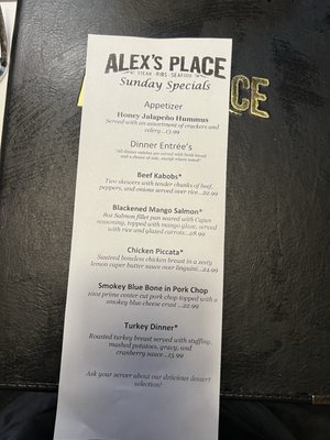Menu photo 3 Alex's Place Batavia, NY