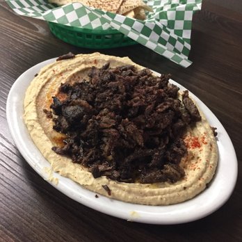 Green Corner Restaurant - Hummus with meat shawerma on top. It is soooo gooood - Mediterranean Near Me - Mesa, Arizona